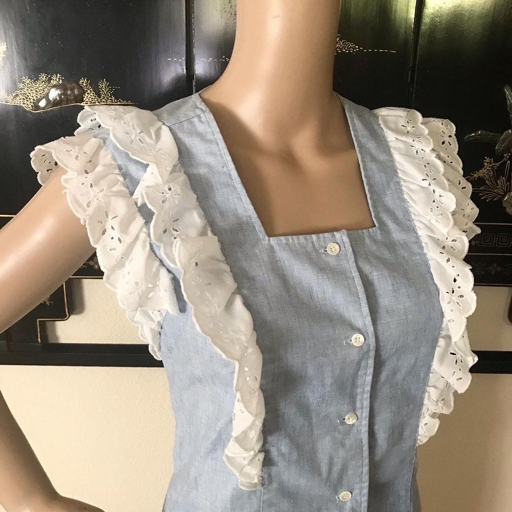 FENTON 1970’s 70s Vintage Pinafore Blouse Top S M